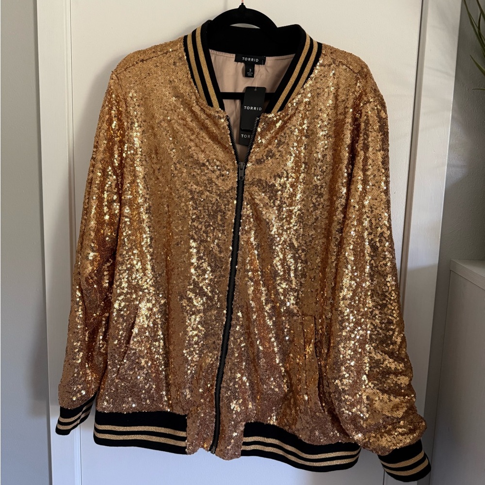 Torrid Shimmering Gold Bomber Jacket